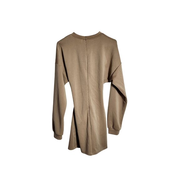 Cut-Out Long Sleeve Khaki Mini Dress With Back Zipper By Shein Size L - Picture 2 of 4